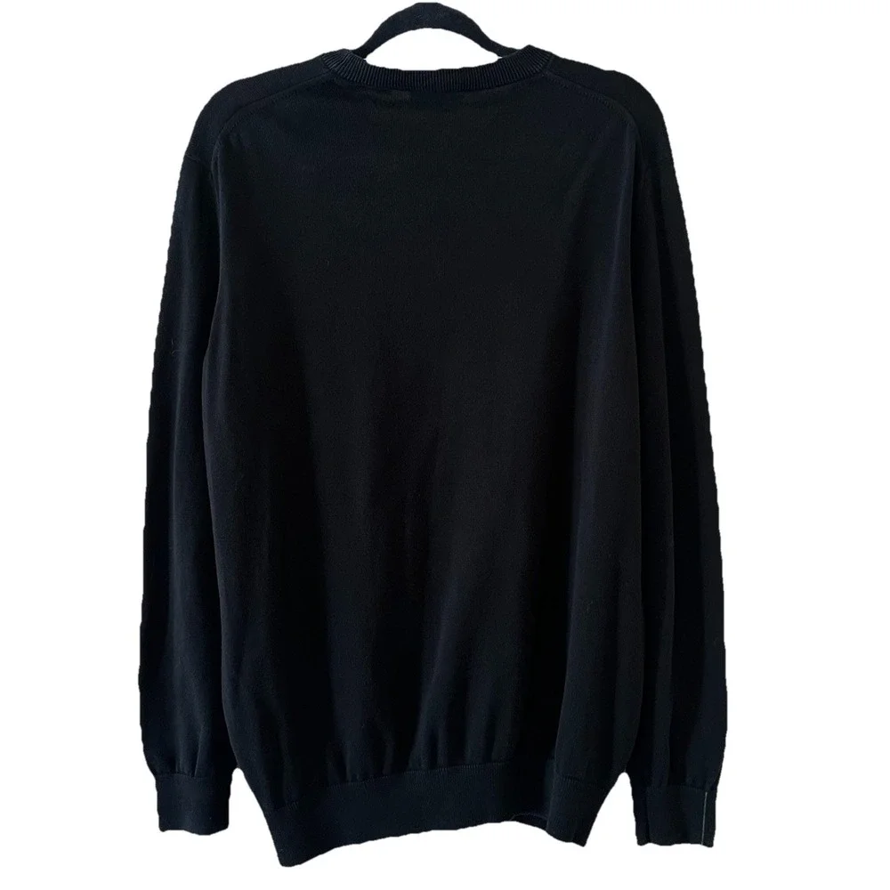 Lacoste Mens Black Sweater Shirt Classic Fit Crew Neck LS Pullover Logo Size XL‎